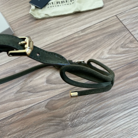 NWT Burberry Green Suede adjustable belt with Gold hardware. Comes with box - Picture 7 of 12